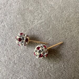 14K Yellow Gold Disco Balls Stud Earrings 0.65 Gram